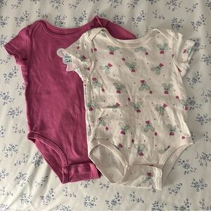 LOT of 2 Rococo Cotton Pink Mouse Design Kids One Piece 18M